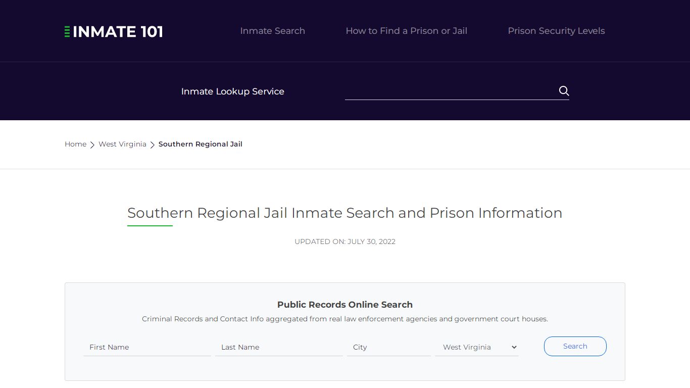 Southern Regional Jail Inmate Search, Visitation, Phone no ...